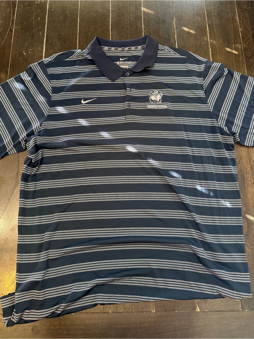 Nike Georgetown Hoyas Navy and Gray Striped Dr-Fit Performance Polo